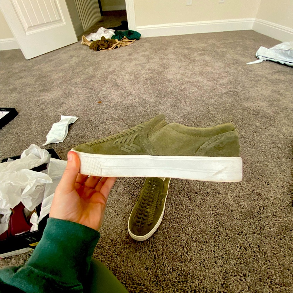 Green slip on shoes